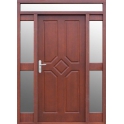 Drzwi drewniane zewnętrzne model P35+dostawki stałe szklone w ościeżnicy +naświetlenie górne 