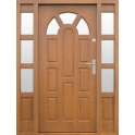 Drzwi drewniane zewnętrzne model P45+dostawki stałe w ościeżnicy