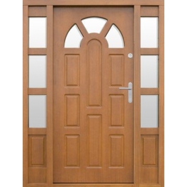 Drzwi drewniane zewnętrzne model P45+dostawki stałe w ościeżnicy