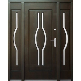 Drzwi drewniane zewnętrzne model P34+dostawki stałe szklone